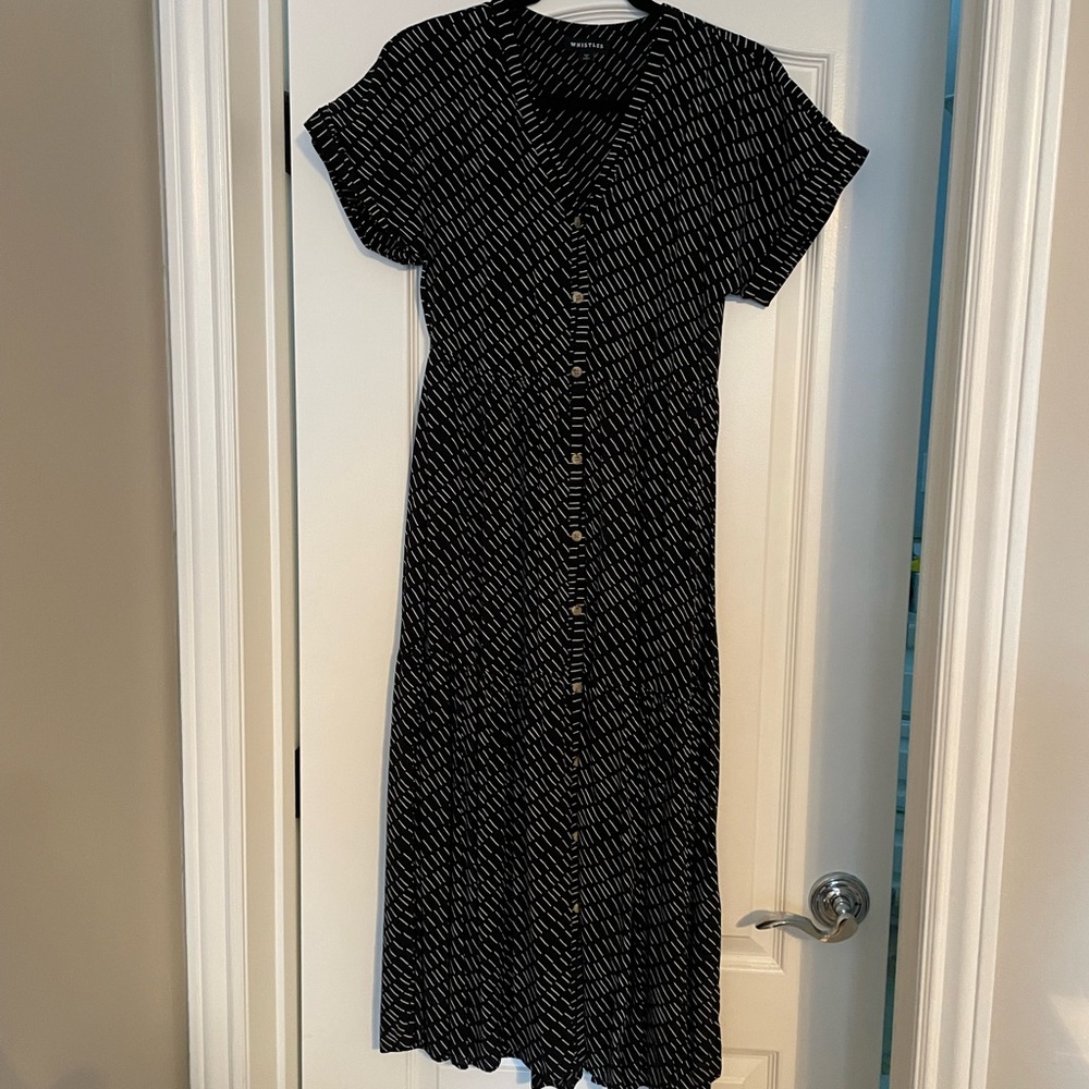 Whistles UK button front dress black white pattern